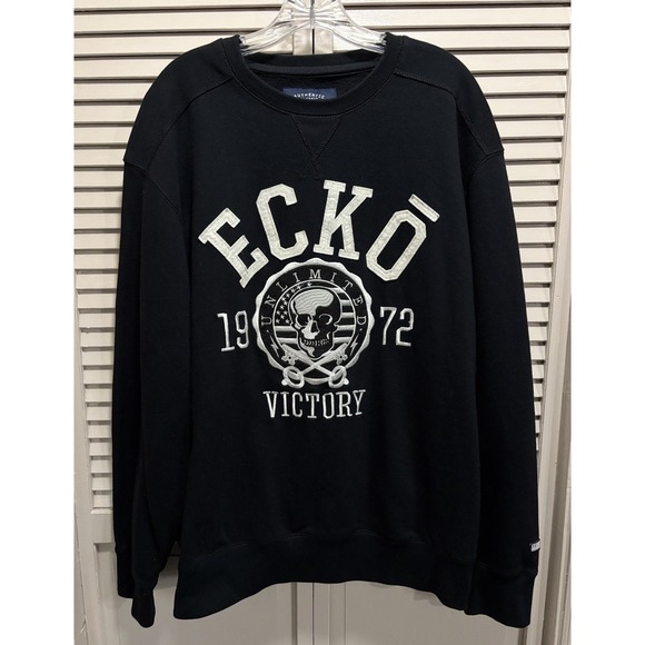 Vintage Ecko UNLTD Mens Size XL Embroidered Logo Y2K Pullover Sweatshirt Skull - Picture 1 of 6